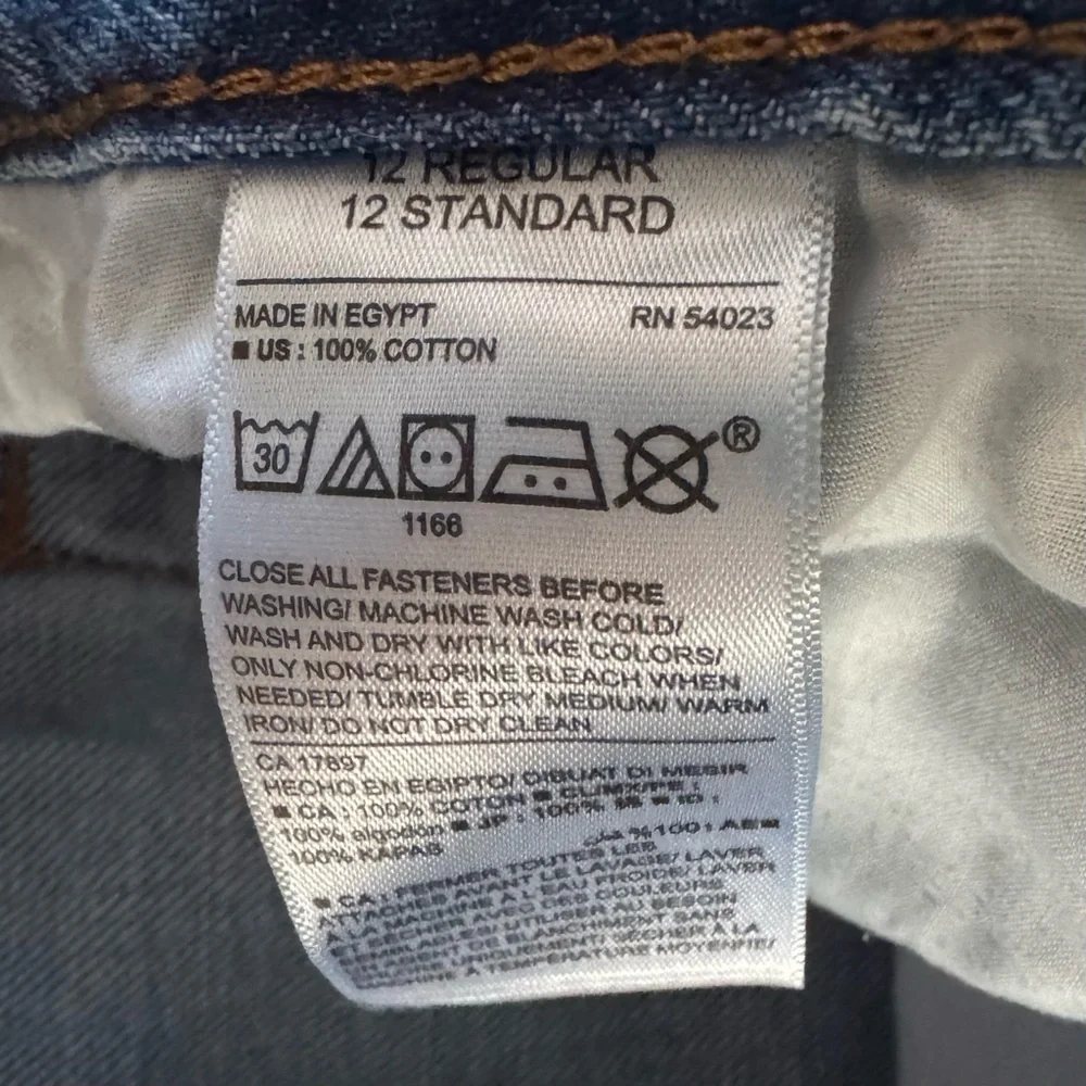Old Navy Loose Fit Straight Leg Jeans Adjustable Waist Blue Denim Kids Size 12